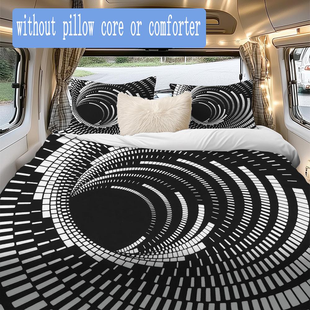 Spiral black-and-white vortex Pattern Bedding,Quilt Set Quilt Cover Pillowcase Home Birthday Gift (1*duvet cover+2*pillowcase,without core)ZSJT0917308