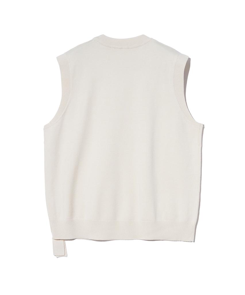 Irony Porno White Line 86-Iroj364 Side Button Slit Knit Vest Beige