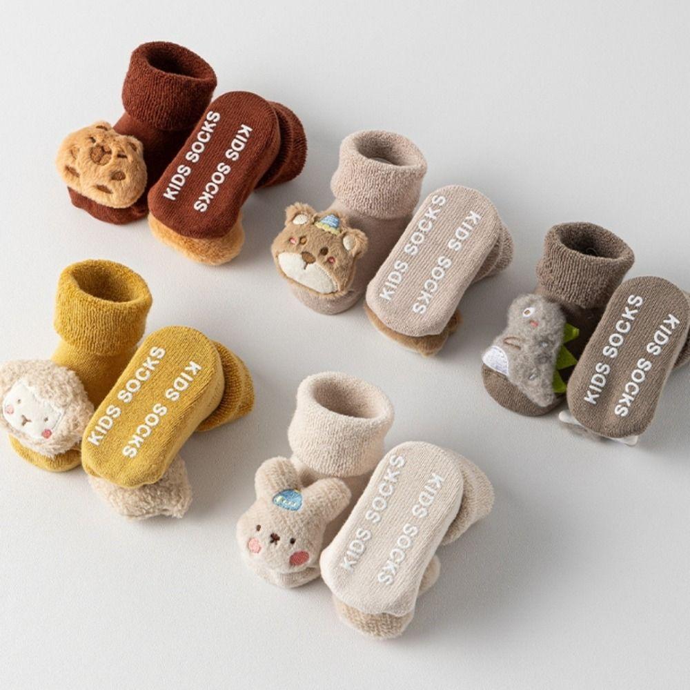 Cute Kapybara Winter Floor Socks Anti-Slip Newborn Stockings Plush Baby Socks  for Boys Girls