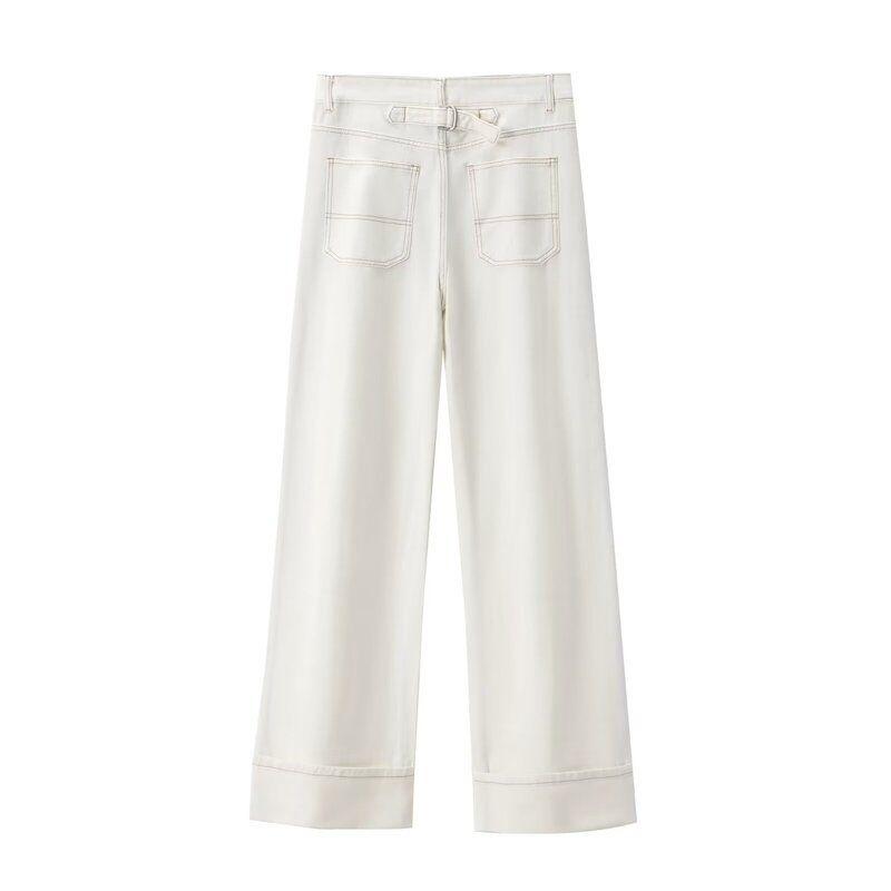 Fashion Style 2024 Summer New Arrival Women's Slim Looking Easiest for Match High Waist Curl Trousers Denim Pants 6045043