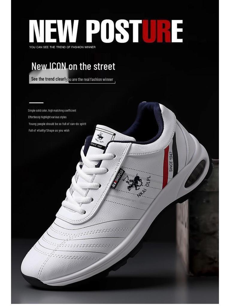 Scarpe Casual da Uomo Paul alla Moda, Taglia Grande, in Pelle Bianca - Stile Coreano, Ammortizzazione ad Aria, Comode per Correre e Sport.