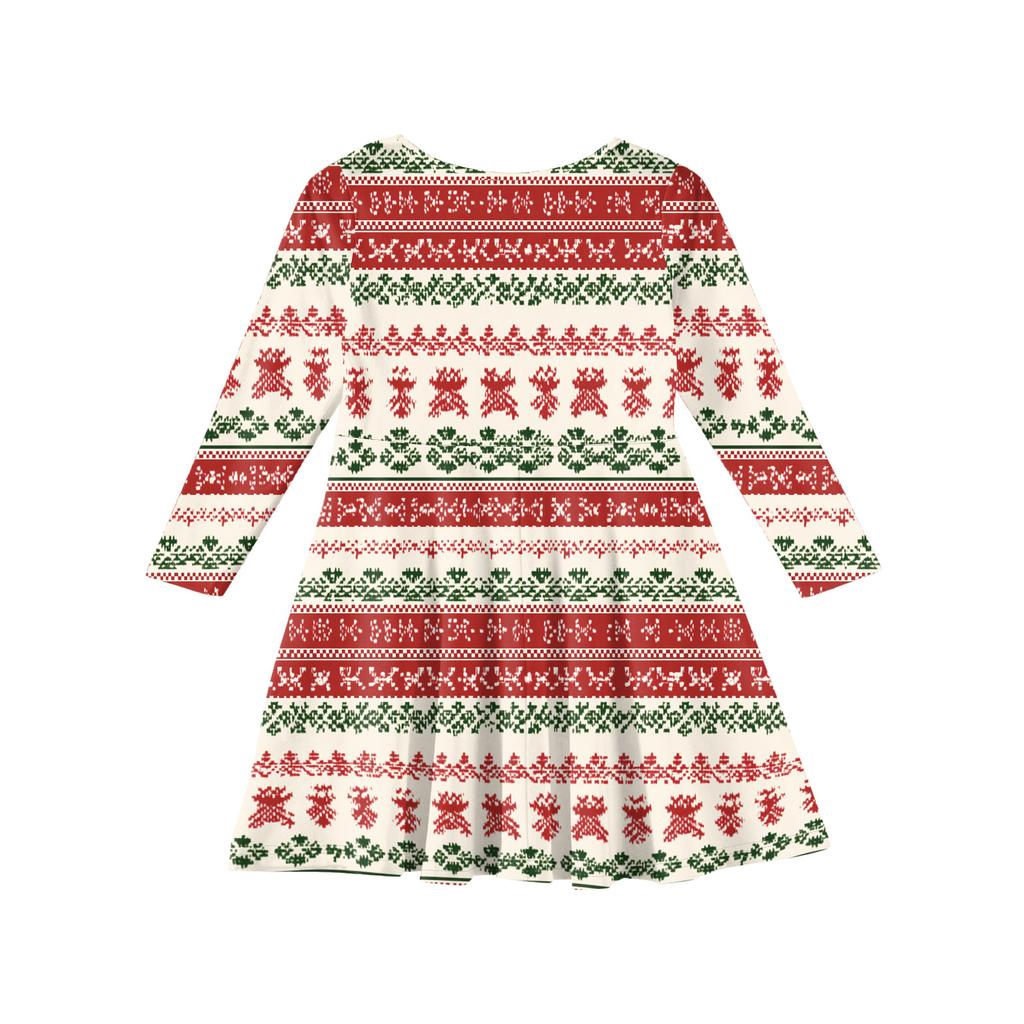 Girls' Princess Dress - Long Sleeve A-Line T-Shirt Dress Christmas Day