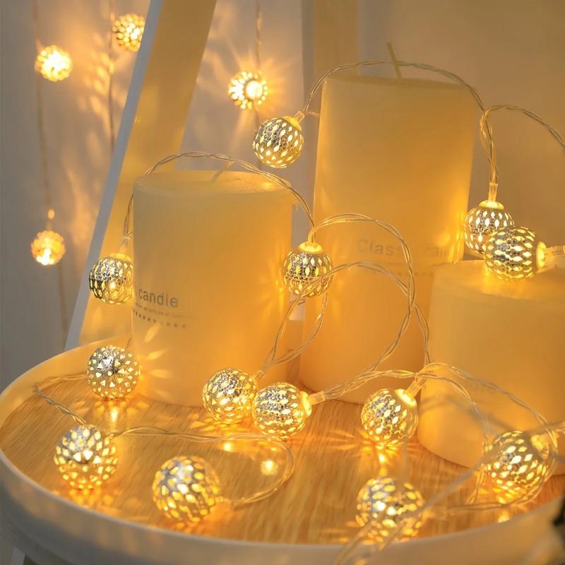 LED Moroccan Hollow Metal Ball String Lights Solar Powered-Perfect for Wedding,Party,Birthday,Garden/Yard Outdoor Decorative/decor for room