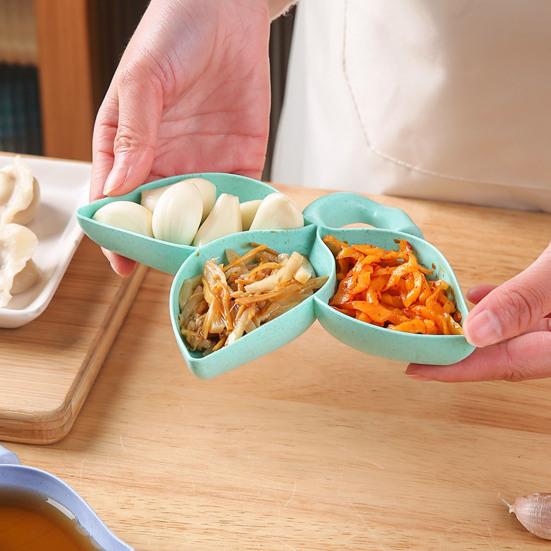 Kořenící nádoba Listy Tvar Integrovaný výlisek 3 mřížky Korejský BBQ Hot Pot Kořenící mísa Domácí zásoba