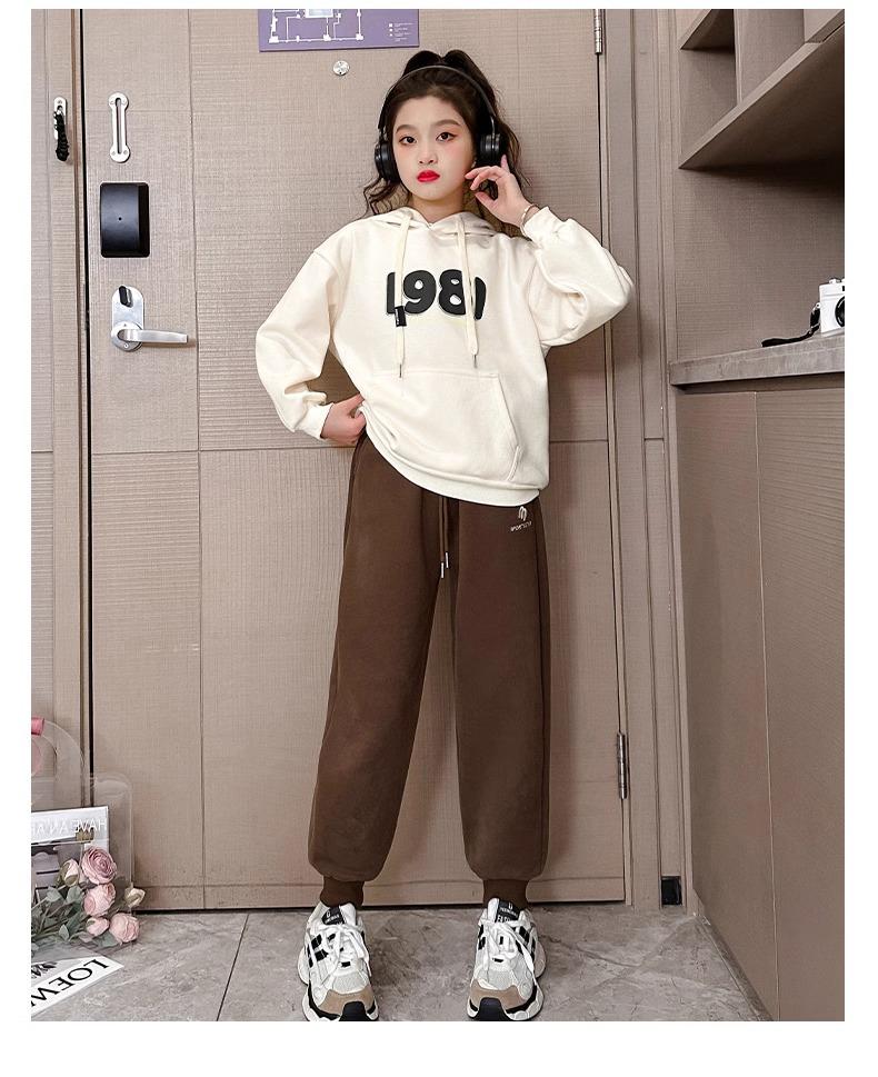 Girls' Fleece-Lined Lambswool Winter Pants: Thick, Warm, One-Piece Casual Wear for Middle and Big Kids