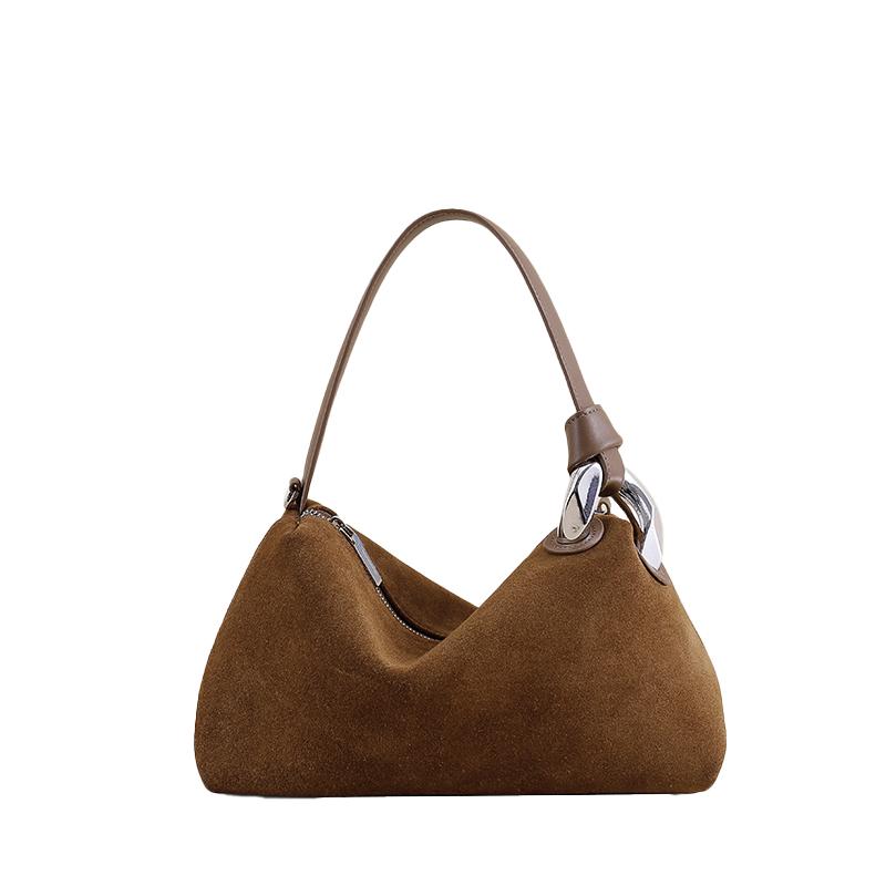 

Women s Suede Hobo Bag – Brown Soft Leather Shoulder Bag with Metal Ring Detail, Fashionable and Comfortable Tote for Everyday Use золотий коричневий колір