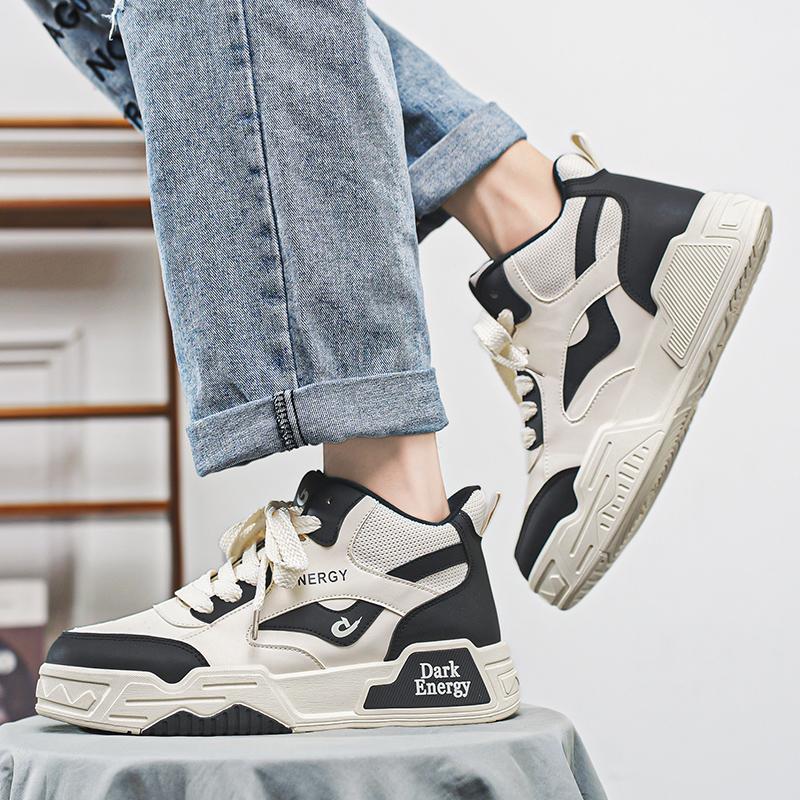 

Новые мужские классические модные высокие толстые подошвы кроссовки для скейтбординга для студентов и мальчиков, модные удобные кроссовки для спортзала с мягкой подошвой 39 бежевый/зелёный