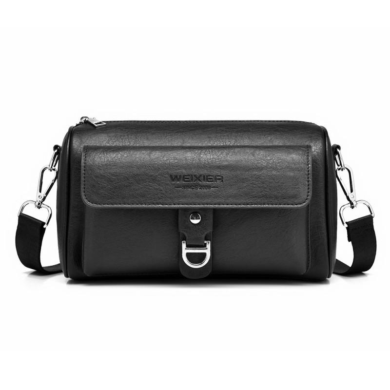 WEIXIER New Retro PU Shoulder Bag Men s Crossbody High-end Sense Large Capacity Business Casual Men 24x11x14 чёрный