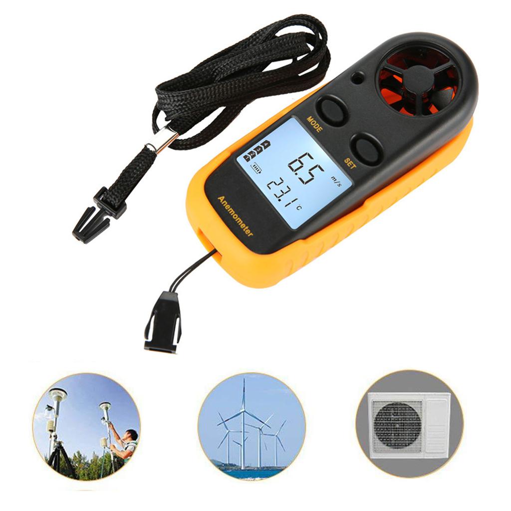 Digital Anemometer Thermometer LCD Display Handheld Wind Speed Temperature Meter 3V GM816
