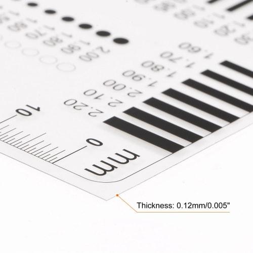 uxcell High-Precision SEC Size Estimation Chart, 80mm Transparency Defect Detection Film Ruler, Diameter and Line Width Defect Measurement
