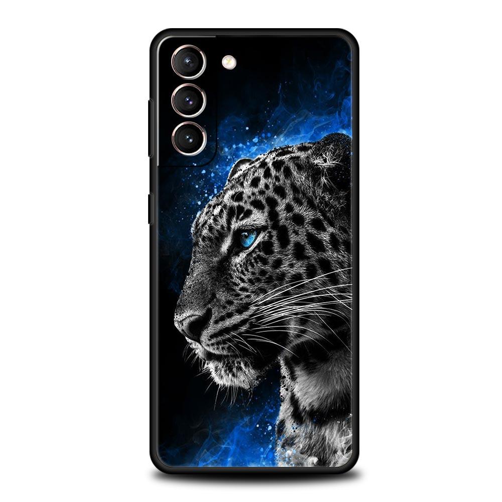 Tiger Leopard Fashion Phone Case For Samsung Galaxy S26 Ultra S25 Plus S24 FE S23 S22 5G S21 S20 Cover Black Soft