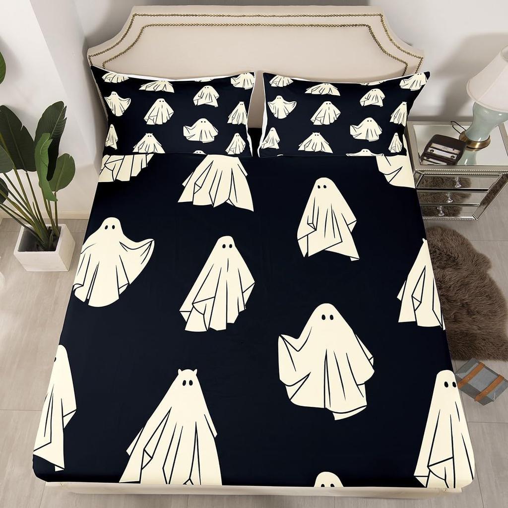 Halloween Ghost Pattern Mattress Three-Piece Digital Printing Mattress Bedding Set Adult Children