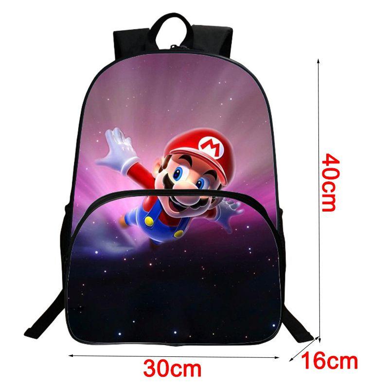 Super Mario Large 16 Inch School Backpack With Spacious Compartments And Durable Material