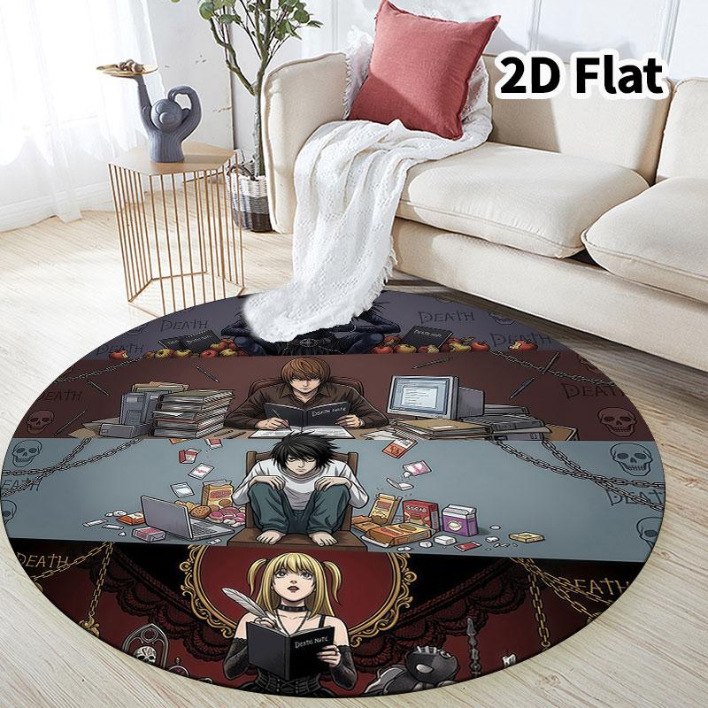 Death Note Round Area Rug Carpet Rug For Living Room Bedroom Sofa Playroom Decor Nonslip Floor Mat
