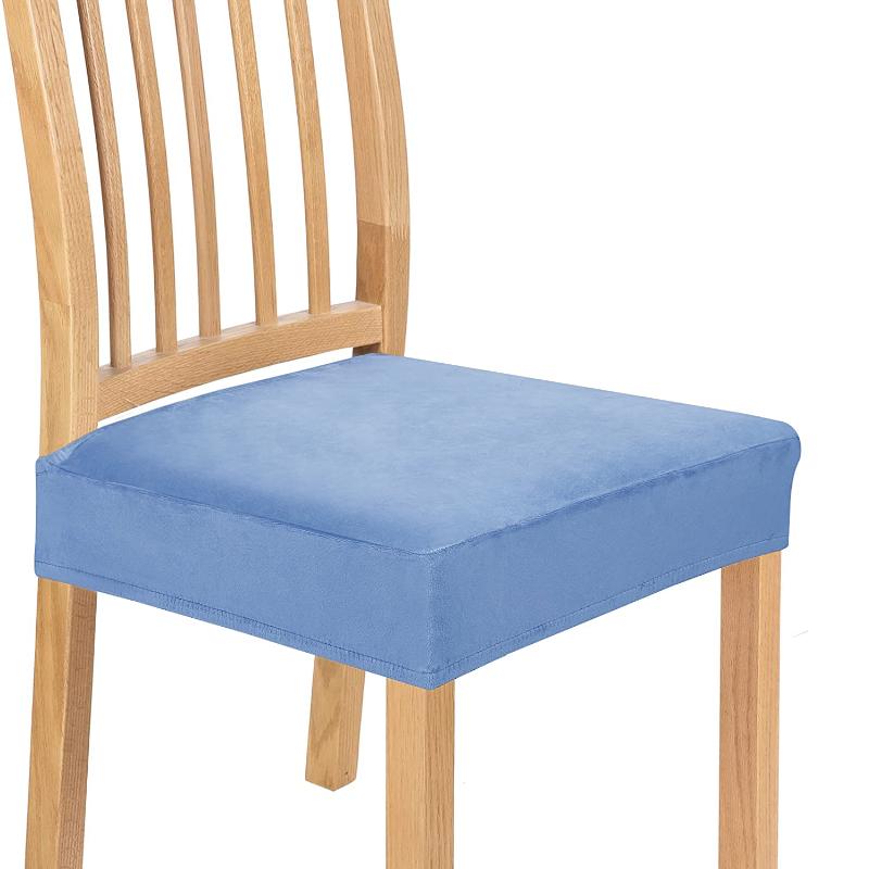 Velvet Chair Seat Covers Removable Washable Anti-Dust Stretch Spandex Dining Room Upholstered Chair Seat Slipcovers