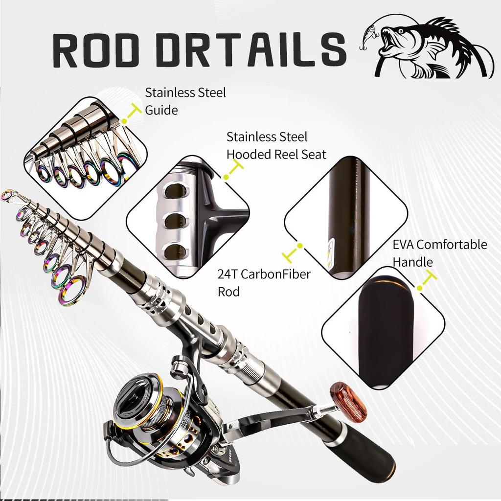 Telescopic Sea & Freshwater Spinning Rod and Reel Set for Cross-Border Travel Fishing