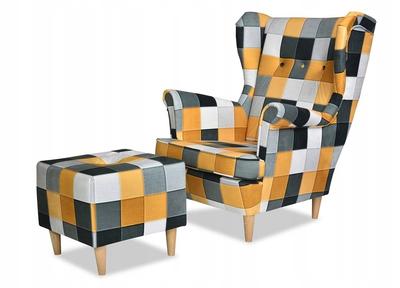 ARI PRINT Ohrensessel mit Fußstütze Scandinavian Family Furniture kariert