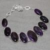 Natural African Amethyst Necklace 18" Adjustable Chain Oval Gemstone Gift PT 261