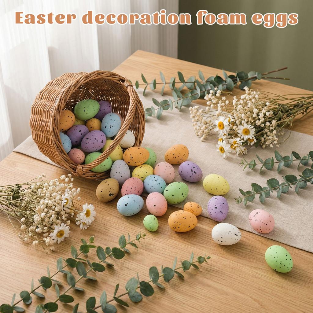 Easter Decorations Foam Eggs Spring Party Decor Props Simulated Speckled Colorful Eggs Egg Ornaments