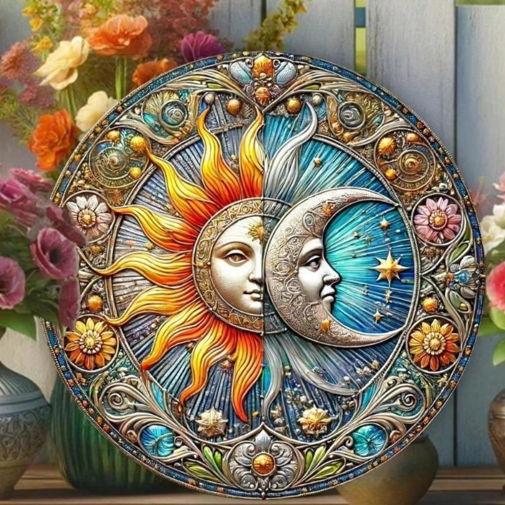 Vintage Solar Moonlight Tin Wall Art Outdoor Garden Decor