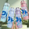 1PC Class Of 26 Senior Blue Letter Print 750ml Color Plastic Sports Water Bottle Leakproof Flip Straw Lid Suitable for Sports Office Home Use