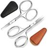2Pack Small Eyebrow Scissors, Stainless Steel Nose Hair Trimming Scissors with Rounded Tips, Precision Grooming for Beard/Mustache/Facial Hair,