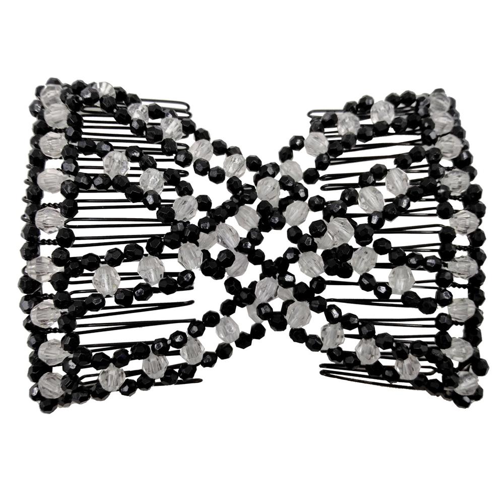 Women DIY Hair Accessories Pearl Beaded Elastic Hair Claw Hairpin Magic Comb Up-Do Hairstyle Bun Maker Tool Ponytail Hairdo Wolf