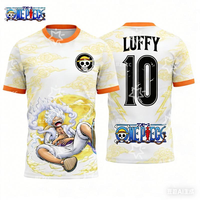 2026 Japanese Anime One Piece Luffy Graphic T-Shirt Football Jersey Sports Dry Men's T-Shirt Kid's Clothing Tee Top