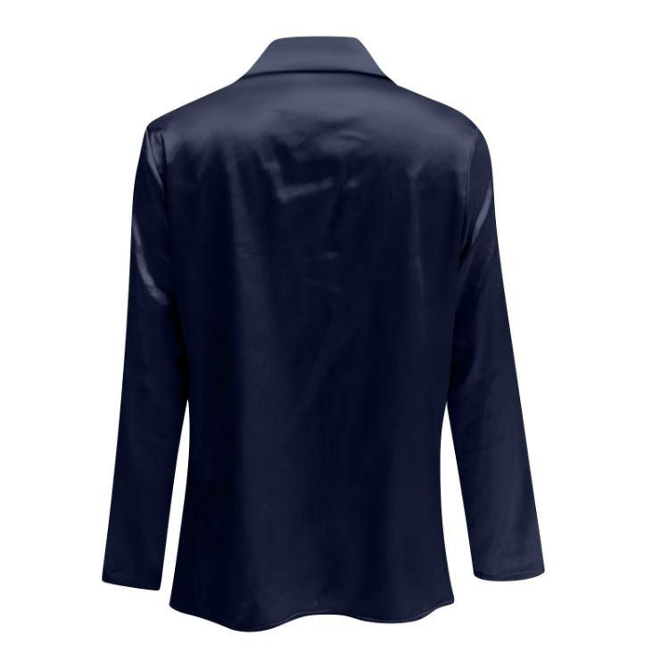 Elegant Women Fashionable Solid Color Casual Long Sleeve V Neck Pullover Top Shirt