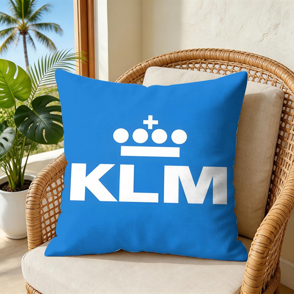 Netherlands Kklm Rroyal Dutch Airlines Cushion Cover Plush Pillow Case With Hidden Zipper Cutecore Room Decor For Home