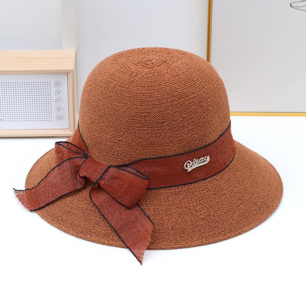 Ladies' Fisherman Hat Foldable Knitted Bow Basin Hat Sun Protection and Sunshade Hat Women's