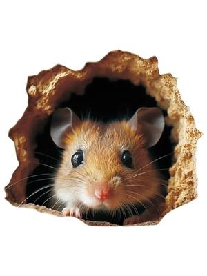 3D Fare Deliği Duvar Köşe Çizgisi Sticker PVC Kendinden Yapışkanlı Sevimli Ve Şirin Hayvan Duvar Kırma Sticker Poster
