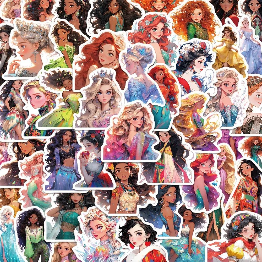50 100Pcs Kawaii Mixed Disney Anime Princess Stickers Cute Ariel Belle Snow White Cartoon Decal Laptop Phone Luggage Sticker Toy