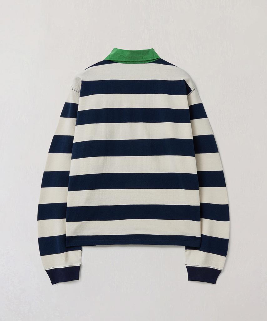 Peullabijeum Long Sleeve Stripe Polo - Navy