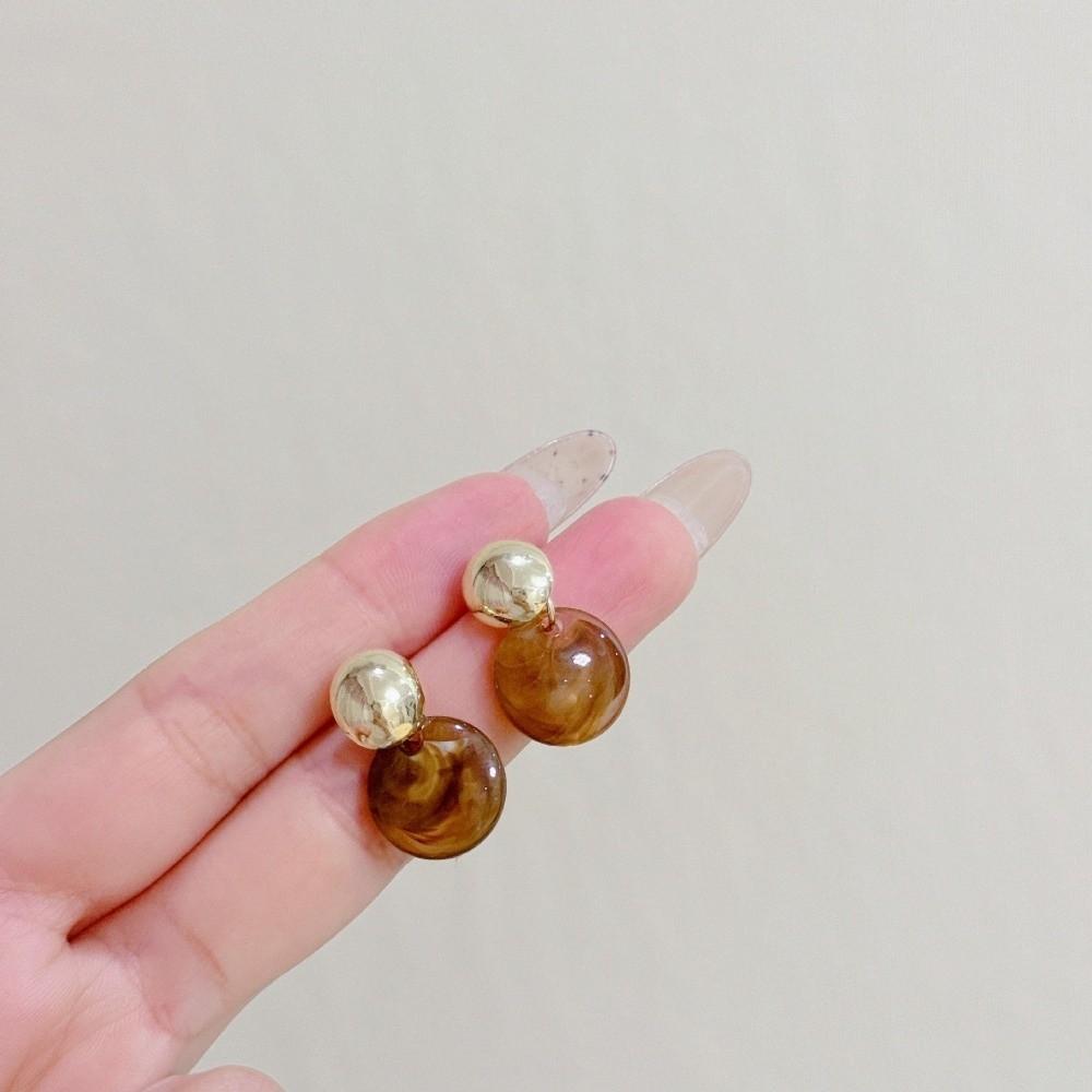 Pendant Vintage Women's Earrings Light Luxury Amber Ear Stud Romantic Amber Color Earrings Wedding