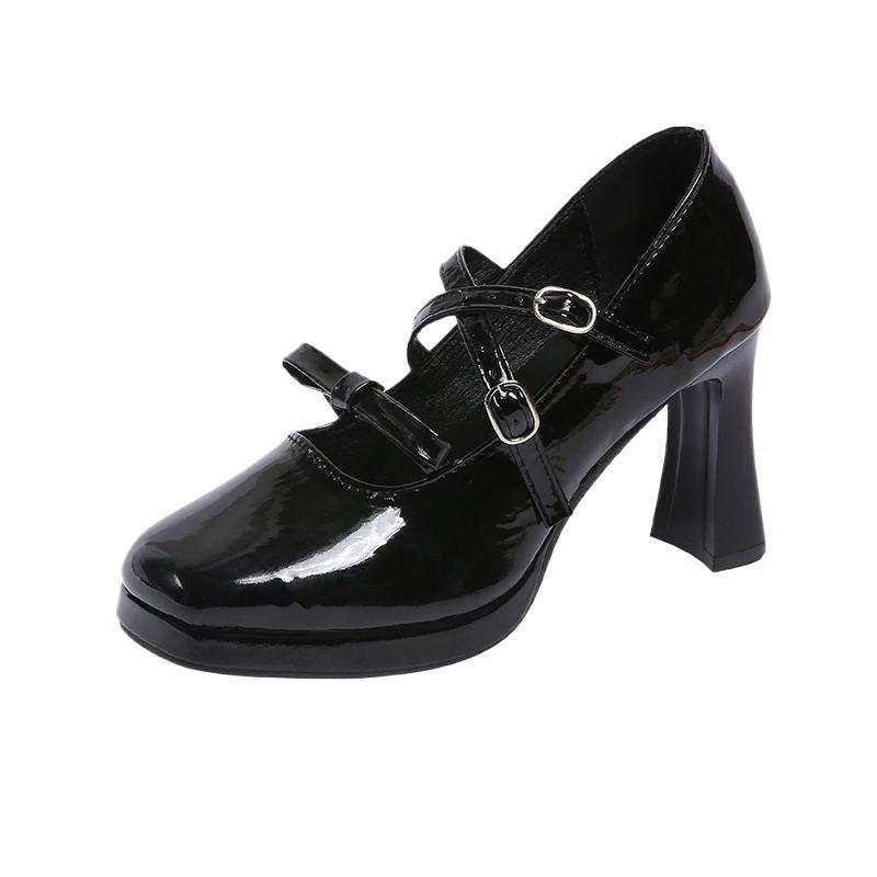 Summer High Heels Thick Heel Waterproof Table Bag Head Autumn New Women's Shoes with Skirts