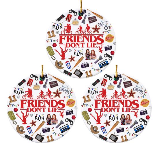 Friends Don't Lie Christmas Ornament Funny Acrylic Xmas Tree Hanging Decoration Holiday Gifts for Friends Family Fans Secret Santa Stocking Stuffer