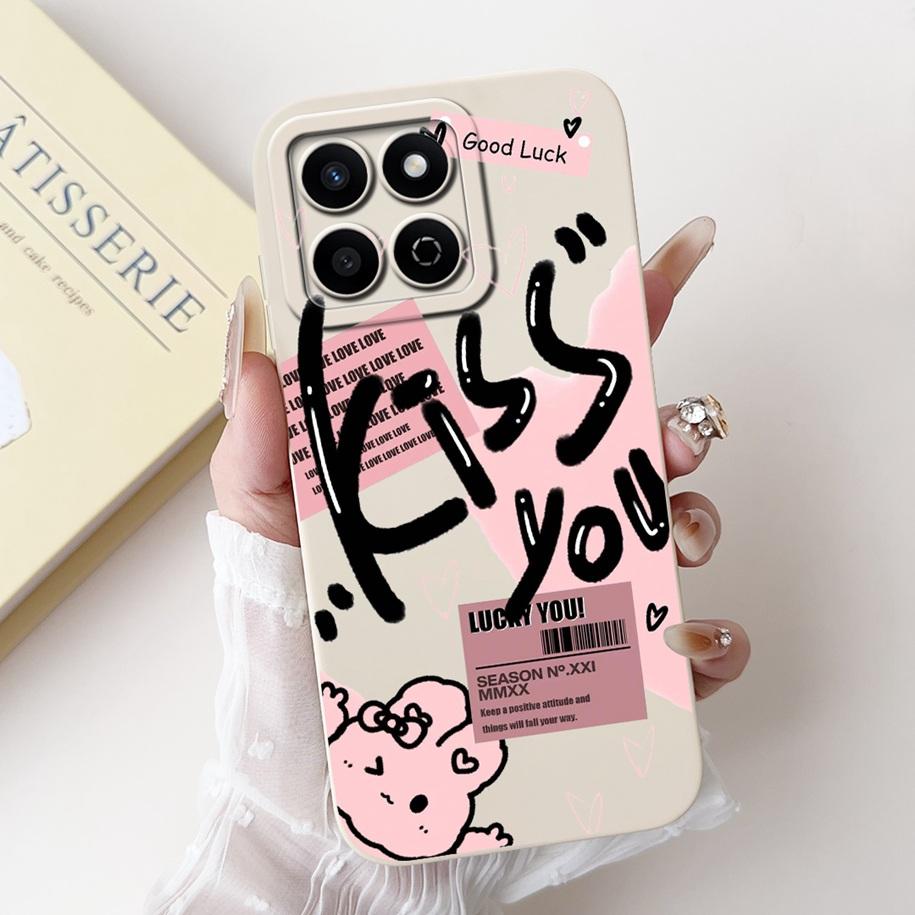 Shockproof Case For Honor X7c Cover HonorX7c 4G Funda Fashion Bowknot Marble Soft Liquid Silicone Cases For Honor 200 Smart Etui