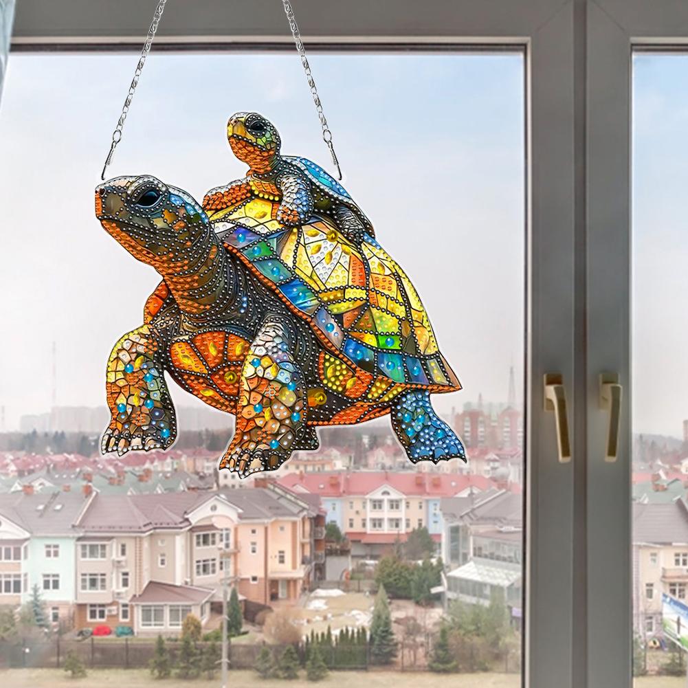 2D/Flat DIY Rhinestone Diamond Art Window Pendants Diamond Painting Set Double Side Print Single Dide Drill Wall Door Decoration