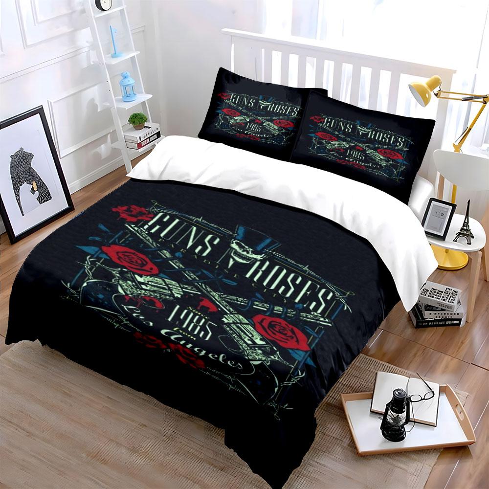Skull, roses, guns, text. Bedding sets Duvet cover sets Duvet covers Pillowcases(1*Duvet Cover 2*Pillowcases without duvet insert)