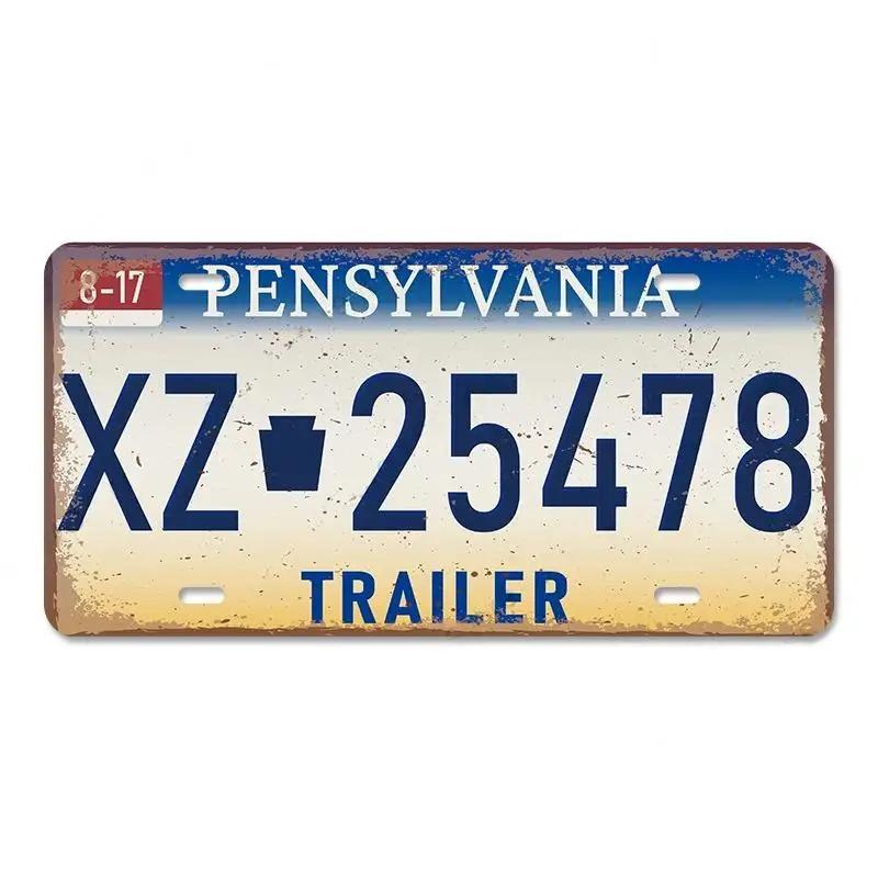 Poster de epocă Placă Statelor Americane Semne de tablă din metal Florida California Texas Hawaii Placă de înmatriculare Club Bar Garage Decor de perete