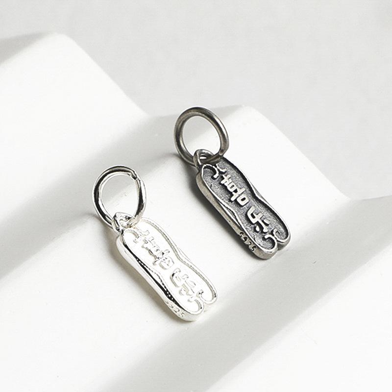 Retro S925 Sterling Silver Peace & Joy Pendant Charm for DIY Beading Handwoven Rope Bracelet Necklace.