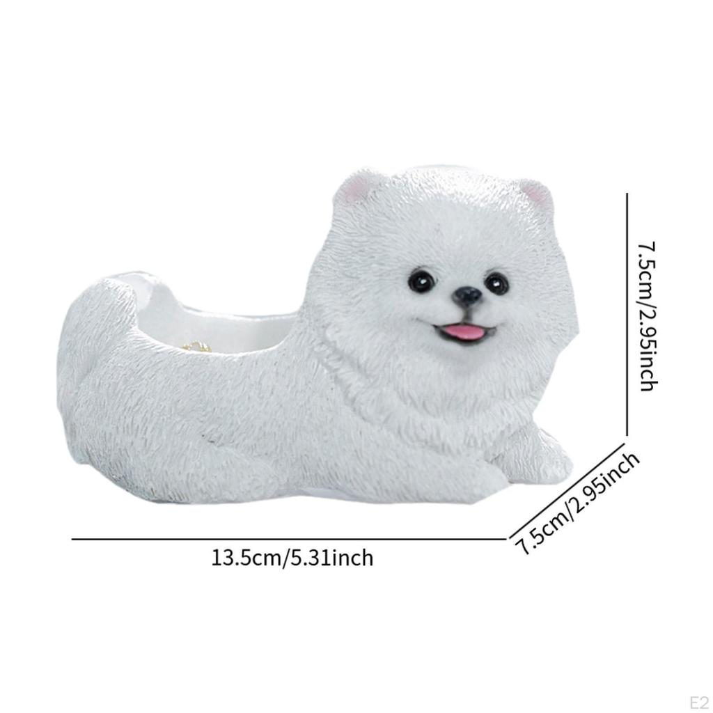 Pomeranian Figurine Animal Sculpture Lifelike Pet Collectible Home Decor Cute Resin Statue for