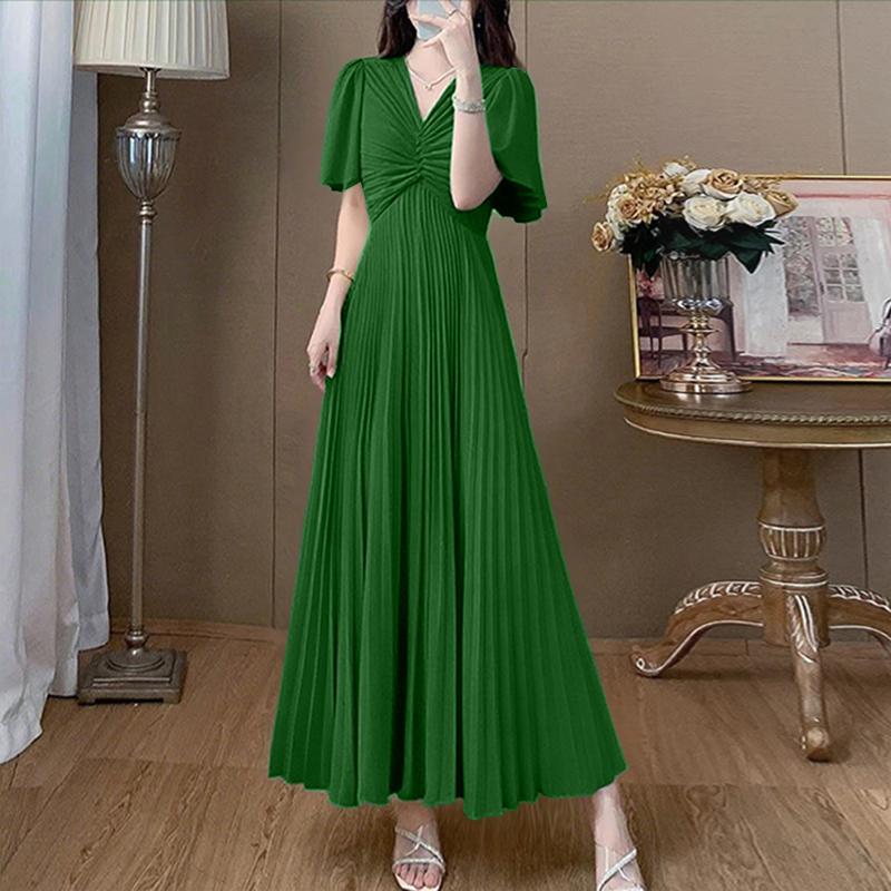ZANZEA Women Casual V-Neck Summer Short Sleeve Long Dress