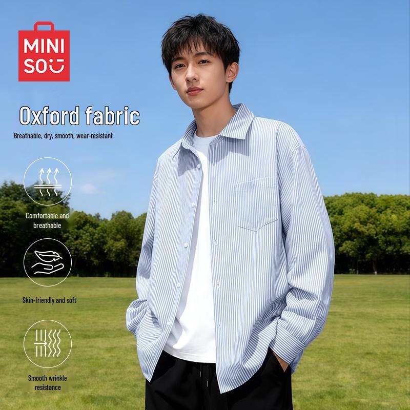 MINISO Men s Striped Casual Long Sleeve Shirt 2XL