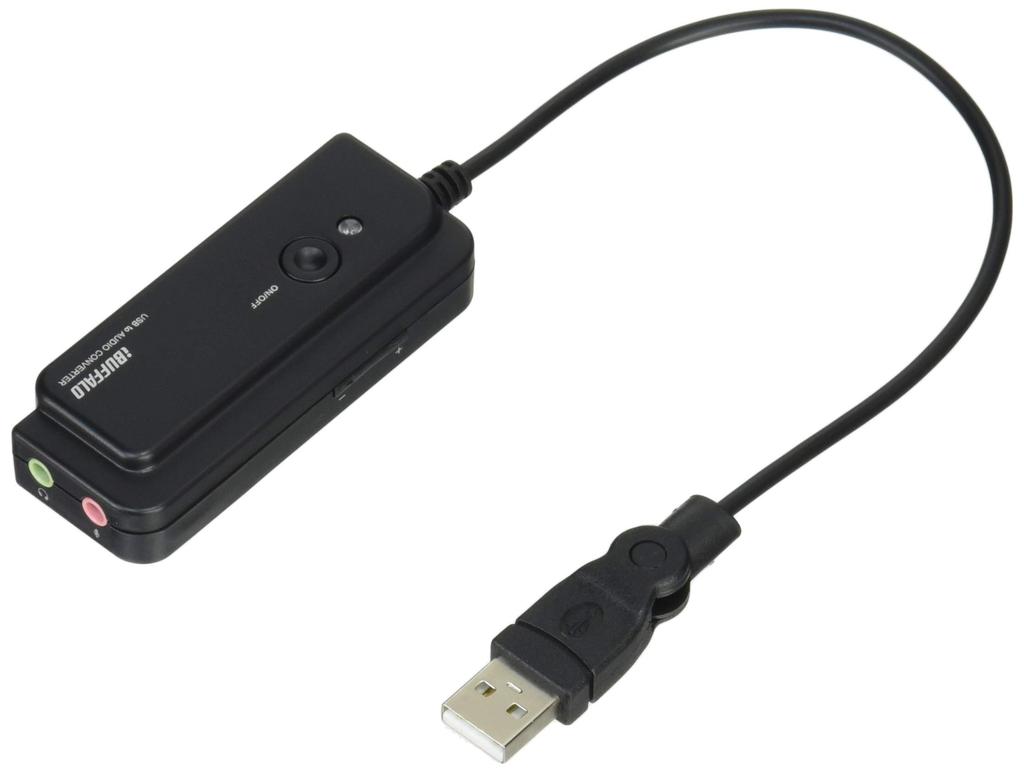 BUFFALO USB Audio Conversion Cable A to Stereo Mini for Mac and BSHSAU01BK (USB 3.5mm Plug) PS3, Black,