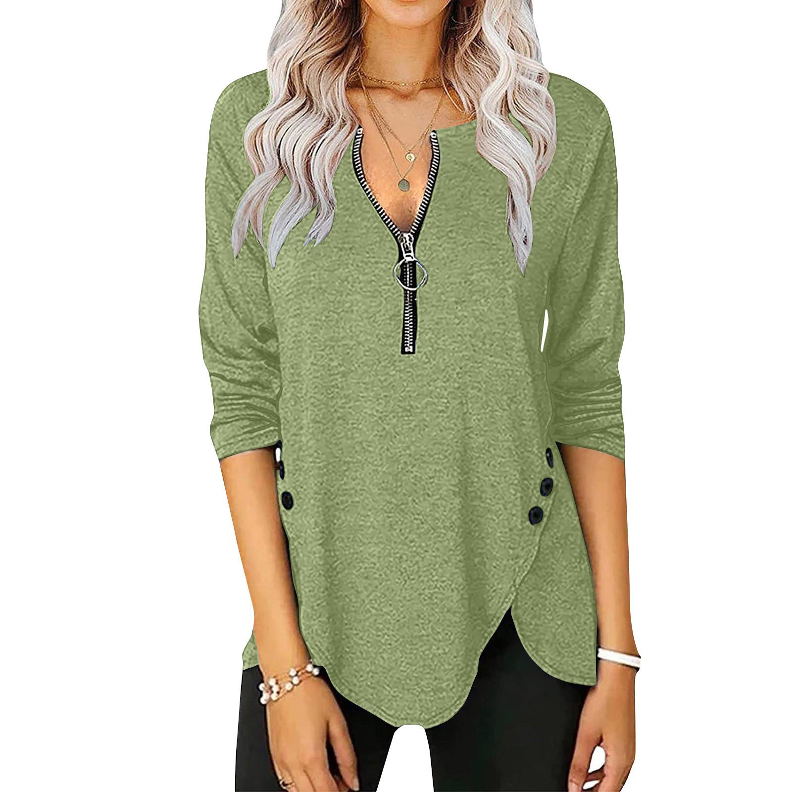 Women s V Neck Button Up Long Sleeve T-Shirt Fashion Tops Belted Button Up Women s Business Cotton Casual Shirt Tops XL