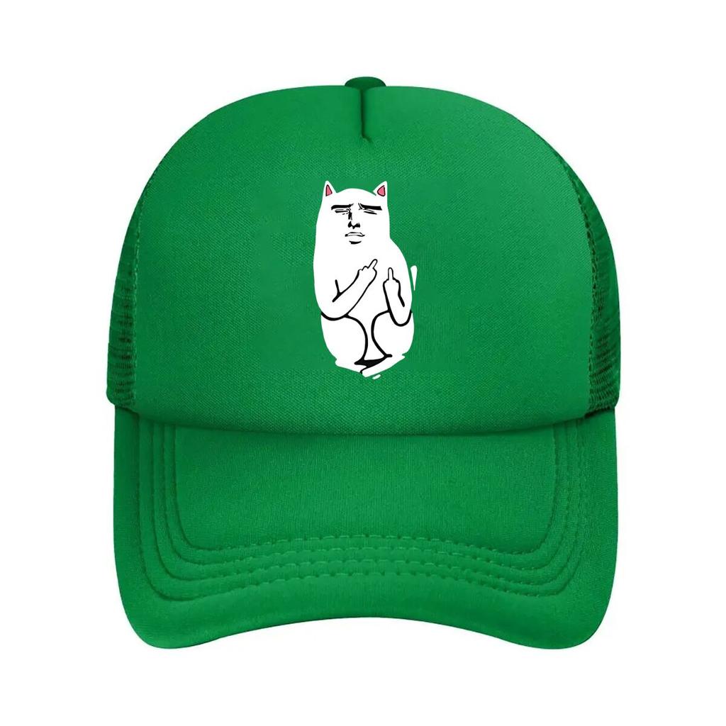 Cat with Devil Horns Meme Fashion Mesh Baseball Cap Breathable Casual Hats Outdoor For Unisexs And Womens