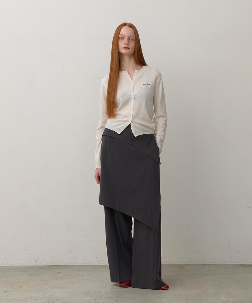 320SHOWROOM Layer Skirt Wide Slacks Charcoal