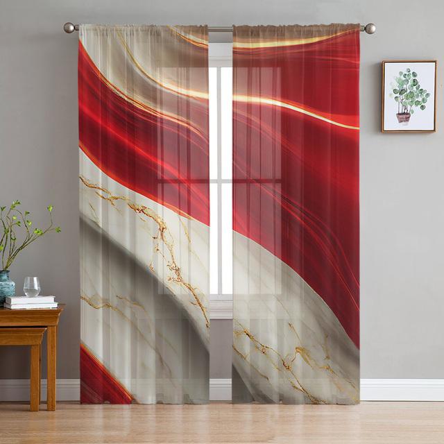 Marble Line Aqua Tulle Curtains For Living Room Bedroom Voile Sheer Curtain Window Home Decor Drapes